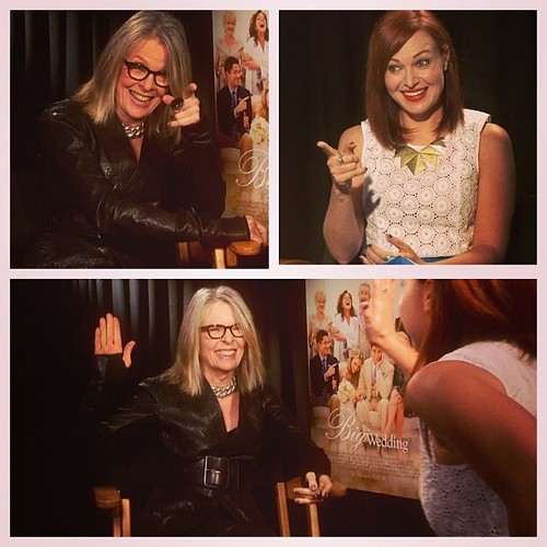 Awkward moments with Alicia: Diane Keaton “You have tattoos? Oh I like you! Hey, I bet you enjoyed the tantric sex stuff in the movie!” Me “How did you know?? High five for 9 hour orgasms, apparently!” Diane “We make a good team!” She’s hilarious, I love her. #TheBigWedding #AnnieFreakingHall